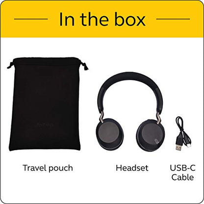 Jabra Elite 45h, Titanium Black – On-Ear Wireless Headphones with Up to 50 Hours of Battery Life, Superior Sound with Advanced 40mm Speakers – Compact, Foldable & Lightweight Design (Renewed)