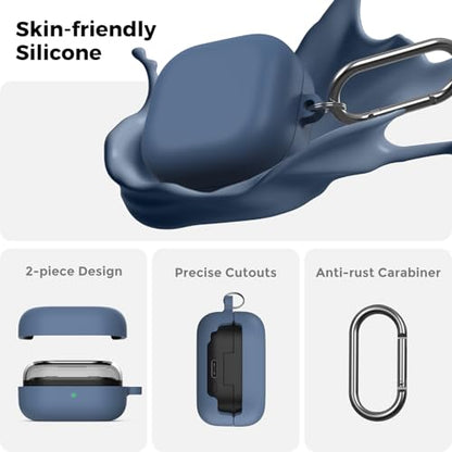 AhaStyle Silicone Case for Samsung Galaxy Buds4 and Galaxy Buds4 Pro (2026) | Skin-Friendly Soft Touch, Full Protection, Shockproof, Wireless Charging, Galaxy Buds4 Series Accessories, for Men Women - color: Galaxy Buds4/Buds4 Pro, Midnight Blue