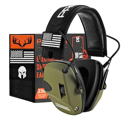 PROHEAR Electronic Ear Protection for Shooting with 4X Sound Amplification, Gun Range Hearing Protection Muffs, NRR 23dB Noise Reduction Headphones for Hunting, Green - style: Electronic-green