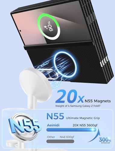 Aeinidi Magnetic Wireless Charger for Samsung, 3 in 1 Super Fast Charging Station Compatible with MagSafe, Phone Charger Stand for Galaxy S26 Ultra S25 Z Fold/Flip 8, Watch Ultra 8 7 6, Buds 4/3 Pro - color: White