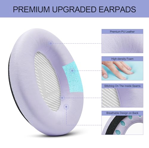 GEVO Premium Replacement Ear Pads for Bose QC35 & QC35ii - Chilled Lilac | Fits QuietComfort 35 & 35ii / SoundLink 1&2 AE（Over-Ear）- Soft Protein Leather · Adaptive Memory Foam and Extra Durable - color: Purple