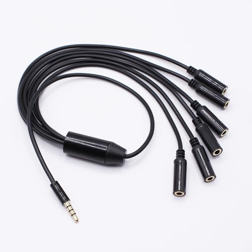 3.5mm Headphone Splitter 1 to 6-Ways 3.5mm (1/8") TRRS 4-Pole Gold Plated Male to 6-Female Stereo Jack Splitter Audio Cable for Headphone and Microphones(50cm/20in)
