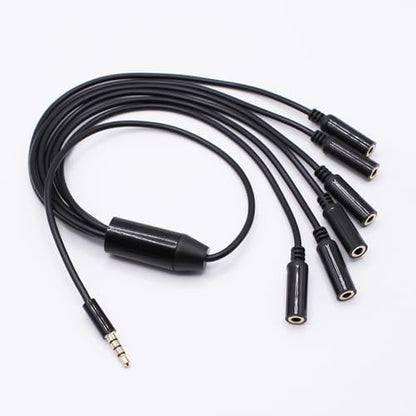 3.5mm Headphone Splitter 1 to 6-Ways 3.5mm (1/8") TRRS 4-Pole Gold Plated Male to 6-Female Stereo Jack Splitter Audio Cable for Headphone and Microphones(50cm/20in)
