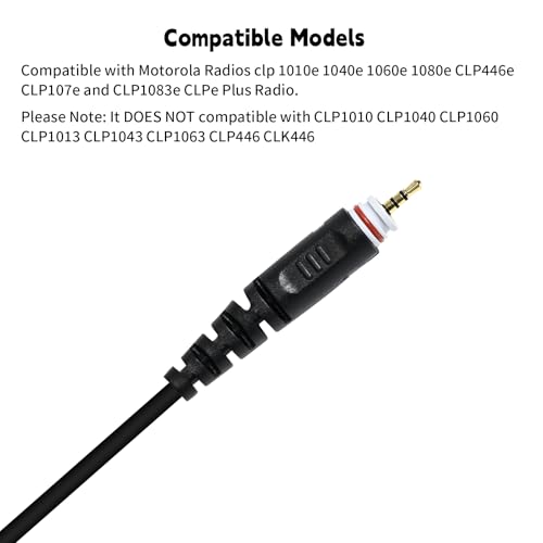 Two Way Radio Ear Set Headset Earpiece with PTT Mic Compatible for Motorola CLP 1010e 1080e CLP1010e CLP1080e Walkie Talkie (to 3.5mm Aux Audio Earbud)