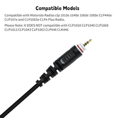 Two Way Radio Ear Set Headset Earpiece with PTT Mic Compatible for Motorola CLP 1010e 1080e CLP1010e CLP1080e Walkie Talkie (to 3.5mm Aux Audio Earbud)