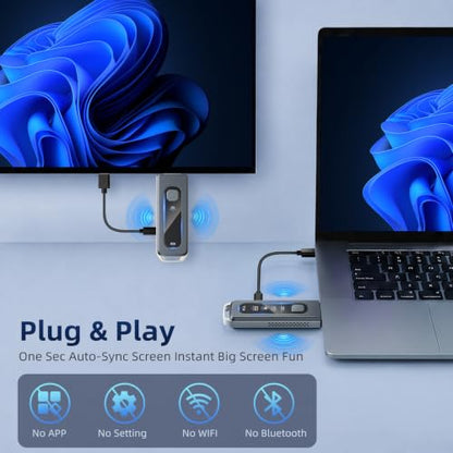 [328FT Long Range & 4K Decode] Wireless HDMI Transmitter and Receiver Wireless Display Adapter for Laptop PC TV Projector Instant Pairing Plug & Play Low Latency Video Audio for Office Presentation