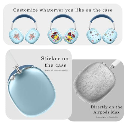 for AirPods Max case Cover,Anti-Scratch Ear Pad Case Cover/Ear Cups Cover/Headband Cover for AirPods Max. Clear Soft TPU and Silicone,Skin Scratch Proof. - color: 3PC-Blue