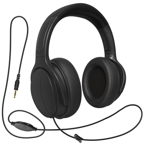 Long Cord TV Headphones for Seniors with Volume Control - size: 9.8FT Black without Microphone