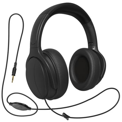 Long Cord TV Headphones for Seniors with Volume Control - size: 19.6FT Black without Microphone