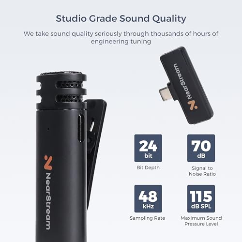 NearStream 2.4GHz Wireless Lavalier Microphone for iPhone/Android/Tablet/PC