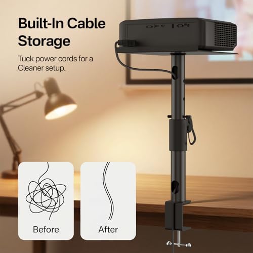 2-Pack Adjustable Clamp On Projector Stand Table, Heavy Duty 40 lbs Each, Dual Utility Tabletop Stands for Projector & Streaming Device, Gaming Console, Laptop – Home Theater & Office Setup - style: 2-Pack