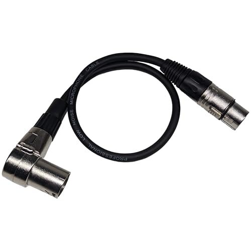 Right Angle Male XLR to Straight Female XLR Cable, 3-Pin to 3-Pin, 3Ft, 2 Pack - size: Right Angle Male 3-Feet
