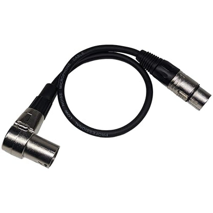 Right Angle Male XLR to Straight Female XLR Cable, 3-Pin to 3-Pin, 3Ft, 2 Pack - size: Right Angle Male 3-Feet