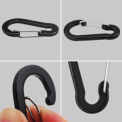 Lix&Rix Retractable Coiled Lanyards with Detachable Buckle | Quick Release Carabiner Clips - color: Black 3pcs