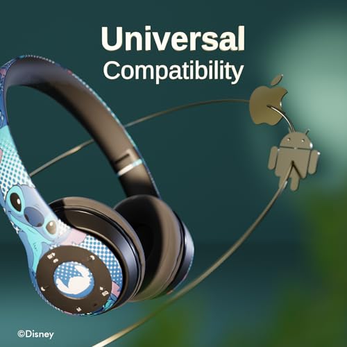 iJoy Disney Lilo & Stitch Expressions Bluetooth Over-Ear Headphones, Wireless Foldable Headset with Built-in Microphone - Stitch Expressions Design, for Adults and Kids - color: Stitch Expressions