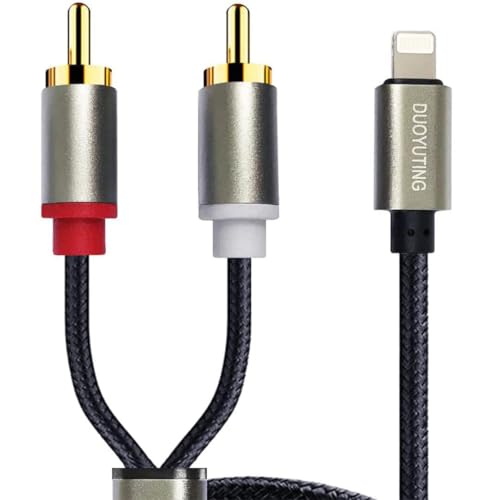 RCA Audio Cable, iOS Phone to 2 Male RCA Stereo Audio Y-Adapter for iPhone/Sound Box/Amplifier/Home Theater etc. (3.4ft) - size: 3.4FT, style: iOS to 2RCA