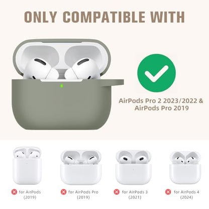 Hamile Compatible AirPods Pro Case Protective Silicone Shockproof Cover Skin for Airpod Pro 2019 Charging Case, with Keychain, Army Green - color: Army Green