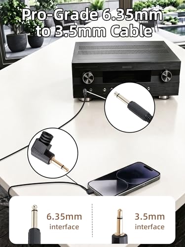 6.35mm to 3.5mm Mono Right Angle Cable 1.8M/5.9FT - color: 6.35mm male to 3.5mm angle male