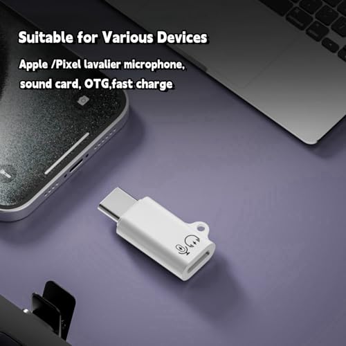 USB C to Lightning Microphone Adapter for iPhone Wireless Lavalier Microphone Fast Charging, 2 Pack Type C Male to Lightning Female Adapter Compatibility with i-Phone 17/16/15 Series,Not for Headphone