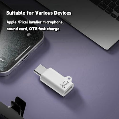 USB C to Lightning Microphone Adapter for iPhone Wireless Lavalier Microphone Fast Charging, 2 Pack Type C Male to Lightning Female Adapter Compatibility with i-Phone 17/16/15 Series,Not for Headphone