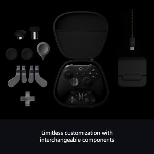 Xbox Wireless Gaming Controller | Elite Series 2 | Black | Consoles, PCs, TVs, mobile, and more | Adjustable Thumbsticks | Trigger Locks - color: Black