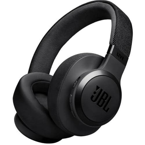 JBL Live 770NC - Wireless Over-Ear Headphones with True Adaptive Noise Cancelling with Smart Ambient, Up to 65 Hours of Battery Life, Comfort-fit Fabric Headband & Carrying Pouch (Black) (Renewed) - color: Black