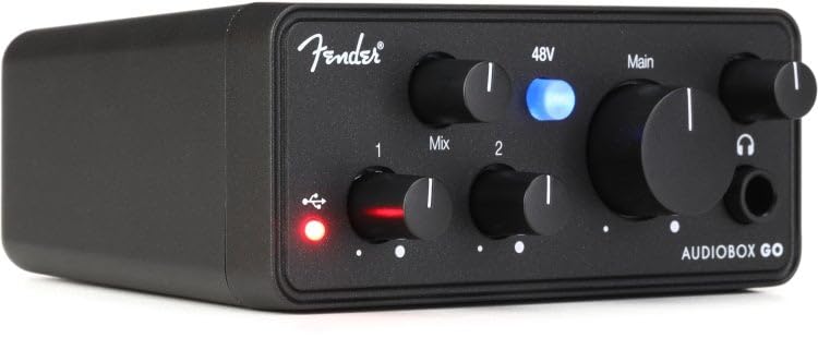 Fender AudioBox GO USB Audio Interface, for Guitarist, Vocalist, or Producer. Includes easy to use software, Fender Studio app, Amp and FX pack to create Studio Quality recordings. PC/Mac | Or Producer. Includes easy to use software, Fender Studio app, Am