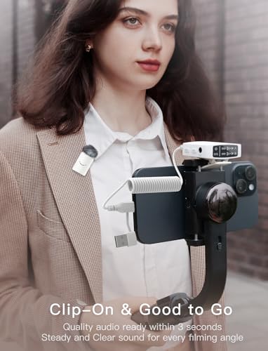 FIFINE M9W Wireless Lavalier Dual Lapel Microphone Kit for Vlog Interview | Condenser Clip-On Lapel Mic System, Charging Case, for Android Vlog YouTube TikTok Interview - color: White