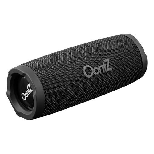 OontZ Cylinder Portable Bluetooth Speaker, 14W, 20-Hour Playtime, IPX7 | 14W Bluetooth speaker with fuller bass, 100-ft range, IPX7 waterproofing, stereo pairing and mic. - color: Black-Cylinder