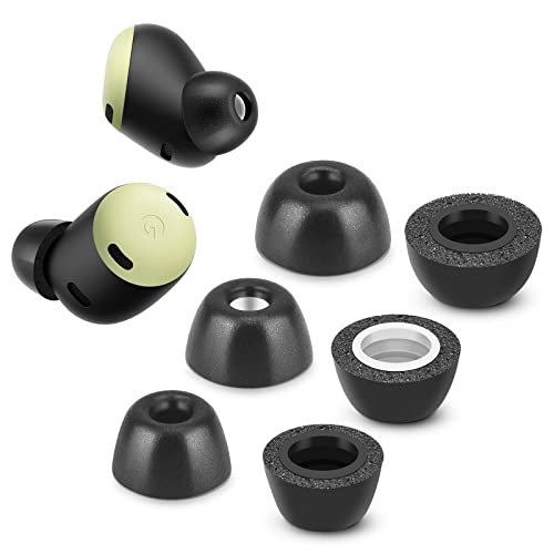 Memory Foam Tips for Google Pixel Buds Pro 1/2 & Pixel Buds 2a, Anti-Slip Replacement Ear Tips for Google True Wireless Earphones，Fit in The Charging Case, Noise Cancellation, 3 Pairs (SML, Black) - size: Mixed Sizes (SML)