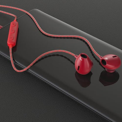 Red Wired Earbuds with Microphone, 3.5mm in-Ear Headphones for Laptop, Gaming & PS5, Volume Control, Clear Sound, Tangle-Free Cable, Earbuds with Case for Computer, PC & Android - color: Red
