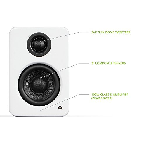 Kanto YU2MW PC Gaming Desktop Speakers | 3" Composite Drivers | 3/4" Silk Dome Tweeter | Class D Amplifier | 100 Watts | Built-in USB DAC | Subwoofer Output | Pair | Matte White - color: Matte White
