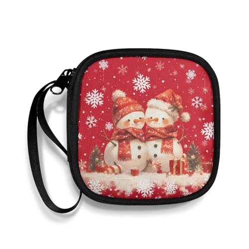 Christmas Cute Snowman Portable Wireless Headphone Case, Earphone Storage Bag Carrying Case, Earbud Holder with Handle Headphone Bag Travel - color: Christmas Cute Snowman