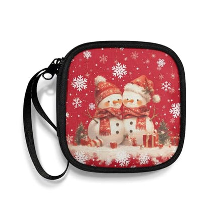 Christmas Cute Snowman Portable Wireless Headphone Case, Earphone Storage Bag Carrying Case, Earbud Holder with Handle Headphone Bag Travel - color: Christmas Cute Snowman