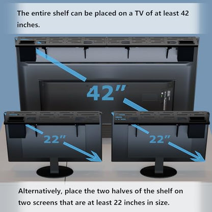 TV Top Shelf, 35.4" Metal Monitor Mount Floating Stand with Storage Boxes,Cable Box Above Screen for Apple TV,Sound Bar,Speaker,Router,Switch,Remote Control,DVD,Tv Accessories