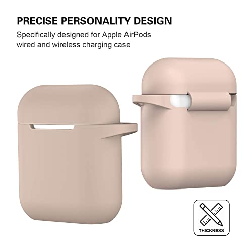Compatible with AirPods Case Cover, Full Protective Silicone Skin Dust-Proof Designed for Apple AirPods 1st 2nd Generation with Keychain, Front LED Visible, Tan/Milk Tea - color: C-Milk Tea