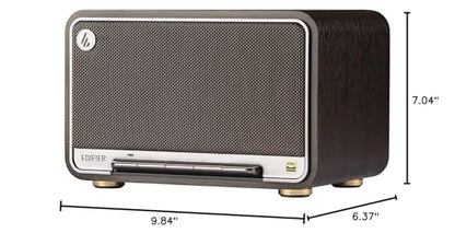 Edifier D32 Retro Wooden Tabletop Wireless Speaker AirPlay2, Black Walnut | 60W RMS, Dual Hi-Res, Bluetooth5.3, Hi-Res Audio, ALAC, LDAC, 11H Battery, DSP Crossover, MDF Retro Cabinet, USB-C, AUX Input - color: Black Walnut