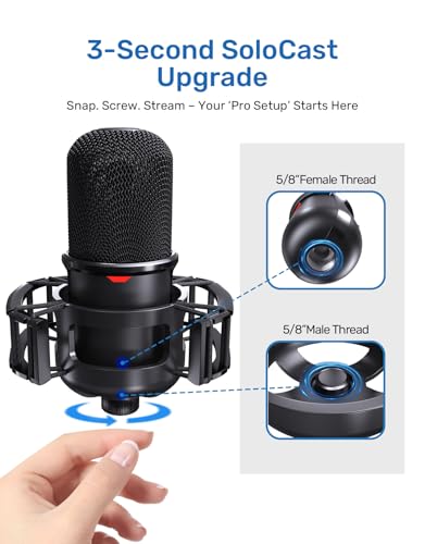 Custom Built Shock Mount for HyperX SoloCast & Razer Seiren Mini Microphone | Elastic Anti-Vibration Suspension, Holder Clip for Mics and Stands, Shock Mount for HyperX SoloCast & Razer Seiren Mini - size: HyperX SoloCast Shock Mount