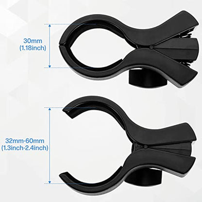Large Microphone Clip for Mics with Outer Diameter 1.26" to 2.3" | Adjustable Mic Holder, Premium ABS, Inside sponge to protect microphones, With 5/8" Male to 3/8" Female Screw Adapter - color: black, size: 4 Pack