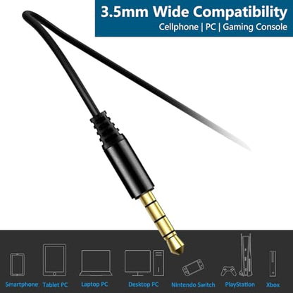 in-Ear Wired Earbuds with Ear Hooks, Gaming Headset & Boom Mic | Detachable Boom Mic, Lightweight & Secure Fit, for 3.5mm Device, Ideal Headphones for Gaming, Call Centers Use