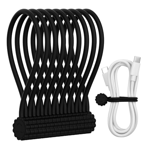 Rich&Ray Silicone Magnetic Twist Ties, Reusable Magnetic Ties - color: Black