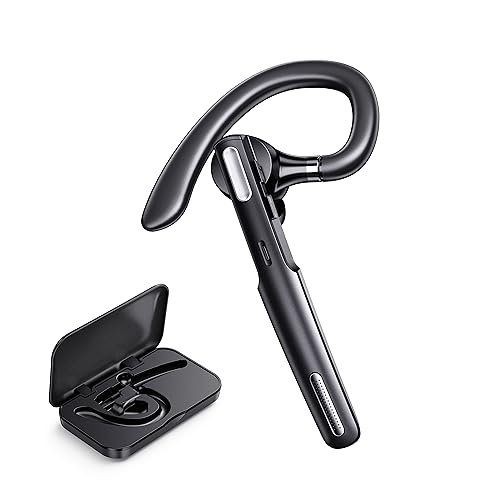 ICOMTOFIT Bluetooth Headset, Wireless Bluetooth Earpiece V5.0 Hands-Free Earphones with Built-in Mic for Driving/Business/Office, Compatible with iPhone and Android (Black)