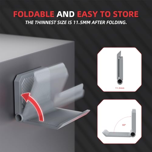 playvital FOLD Controller Holder Wall for ps5 ps4 Xbox Switch 2 Pro Headset, 2 Pack Universal Organizer Gaming Controller Stand Headphone Mount - Foldable Anti-Slip Adhesive Removable, New Hope Gray - color: New Hope Gray 2 Sets