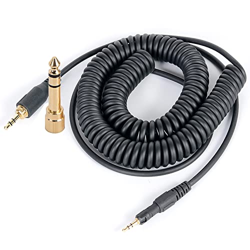 M50x Cable Coiled AUX Cord Compatible with Audio-Technica ATH-M40x ATH-M60x ATH-M70x Headphone with 6.35mm(1/4 inch) Adapter for Musician Audiophile 2.5mm to 3.5mm