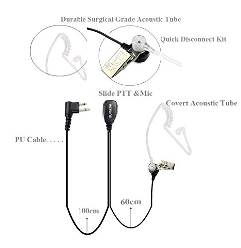 Retevis Acoustic Tube Walkie Talkie Earpiece with Mic, 2 Pin(1 Pack) | Compatible with Motorola CP100/CP100D/CP185/CP200/CP200D/ GP300/GP2000/BRP40/DLR1060 Walkie-talkies, Two Way Radio Earpiece