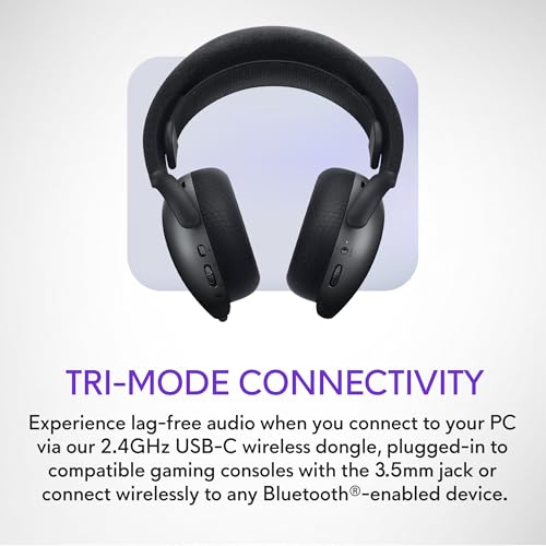 Alienware Wireless Gaming Headset, Active Noise Canceling | 2.4GHz Wireless, Dolby Atmos, Hi-Res Audio, 20Hz–40kHz Frequency, 32 Ohm Impedance, Dark Side of the Moon - color: Dark Side of the Moon
