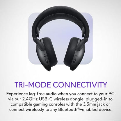 Alienware Wireless Gaming Headset, Active Noise Canceling | 2.4GHz Wireless, Dolby Atmos, Hi-Res Audio, 20Hz–40kHz Frequency, 32 Ohm Impedance, Dark Side of the Moon - color: Dark Side of the Moon