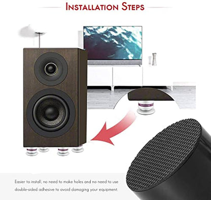Tertullus 4 Pcs Aluminum Speaker Spike+Speaker Isolation Feet Top Pad Turntable Isolation Feet for Amplifier Turntable Player Subwoofer Silver - color: Silver