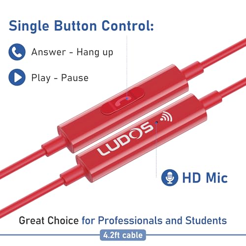 LUDOS Zenith Wired Earbuds in-Ear Headphones, 5 Year Warranty, Earphones - color: Red, size: 3.5 mm