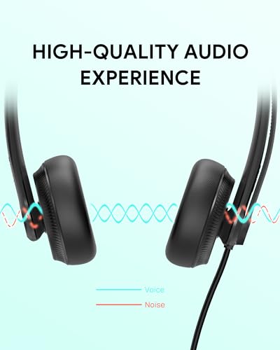Yealink UH34 USB Wired Headset with Microphone for PC Laptop Desk Phone | Noise-Cancelling Microphone,Teams Certified, In-Line Controls for Home Office Online Class Zoom Meetings, Dual-ear headphones - style: Leather Cushion UH34